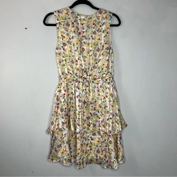 Banana Republic Size 6 Twist Knot Front Layered Microfloral Mini Dress - Picture 4 of 4